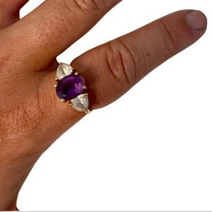 Vintage 14K Gold ring with amethyst & white topaz